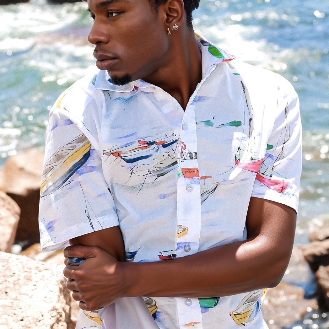 Mens Sail Boat Pattern shirt