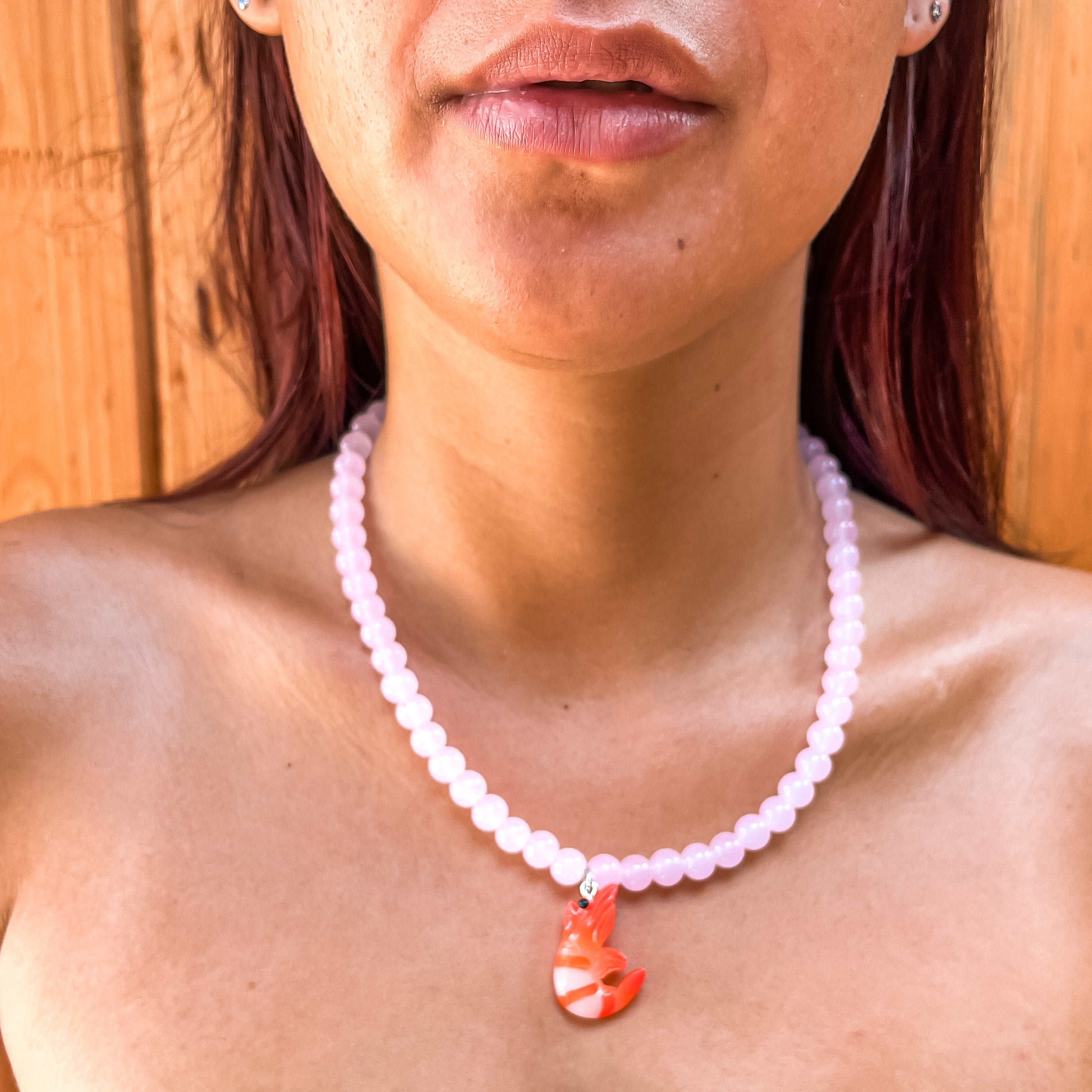 Glass Bead & Shrimp Necklace