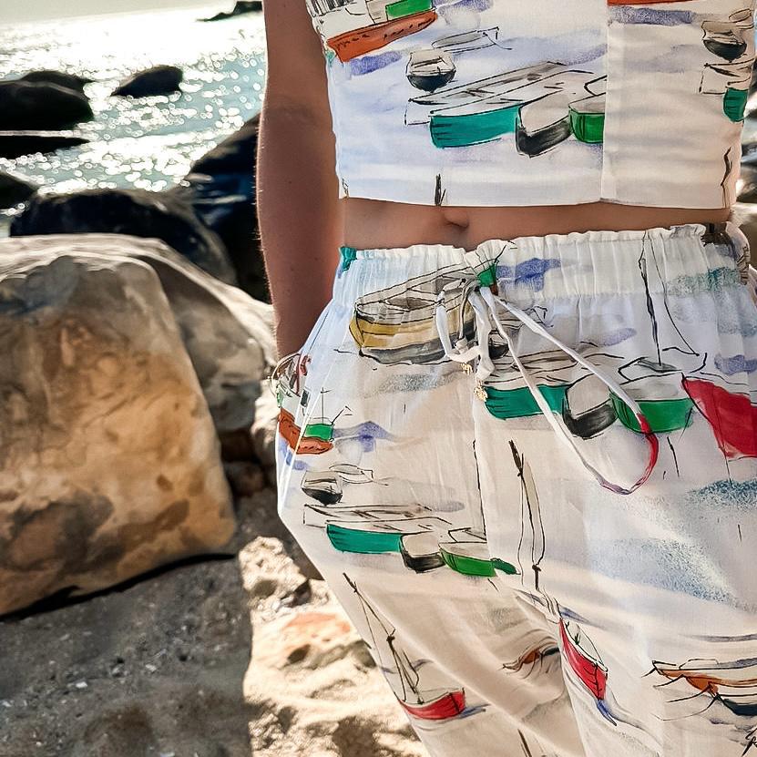 Sailboat pattern pants