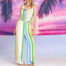 Blue, Green and Yellow Striped Pants
