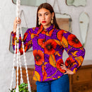 Petunia Flower Boho Balloon Sleeve Shirt