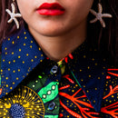 Coral Pattern Boho Balloon Sleeve Shirt