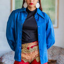 Denim Boho Balloon Sleeve Shirt