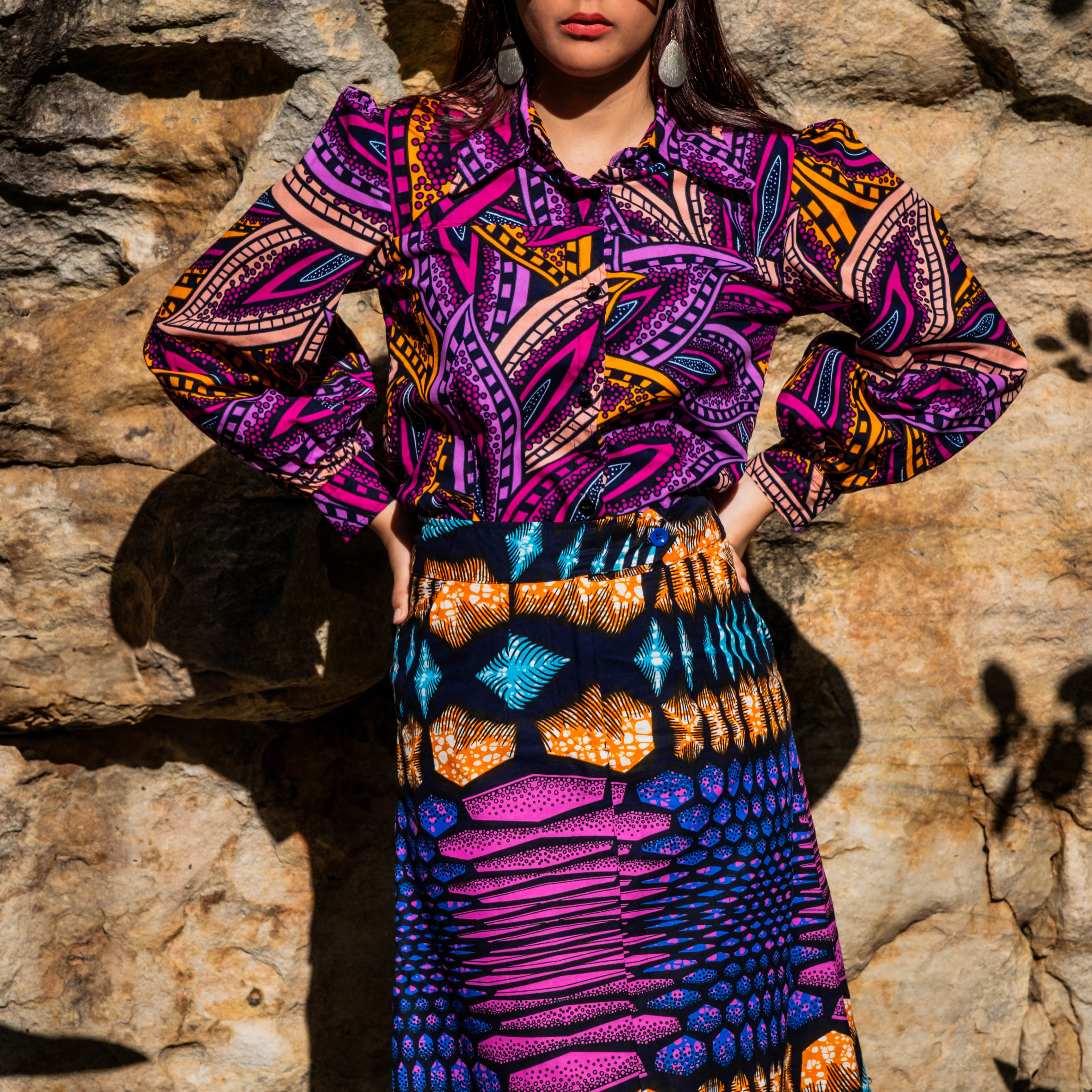 Vibrant Colours Boho Balloon Sleeve Shirt