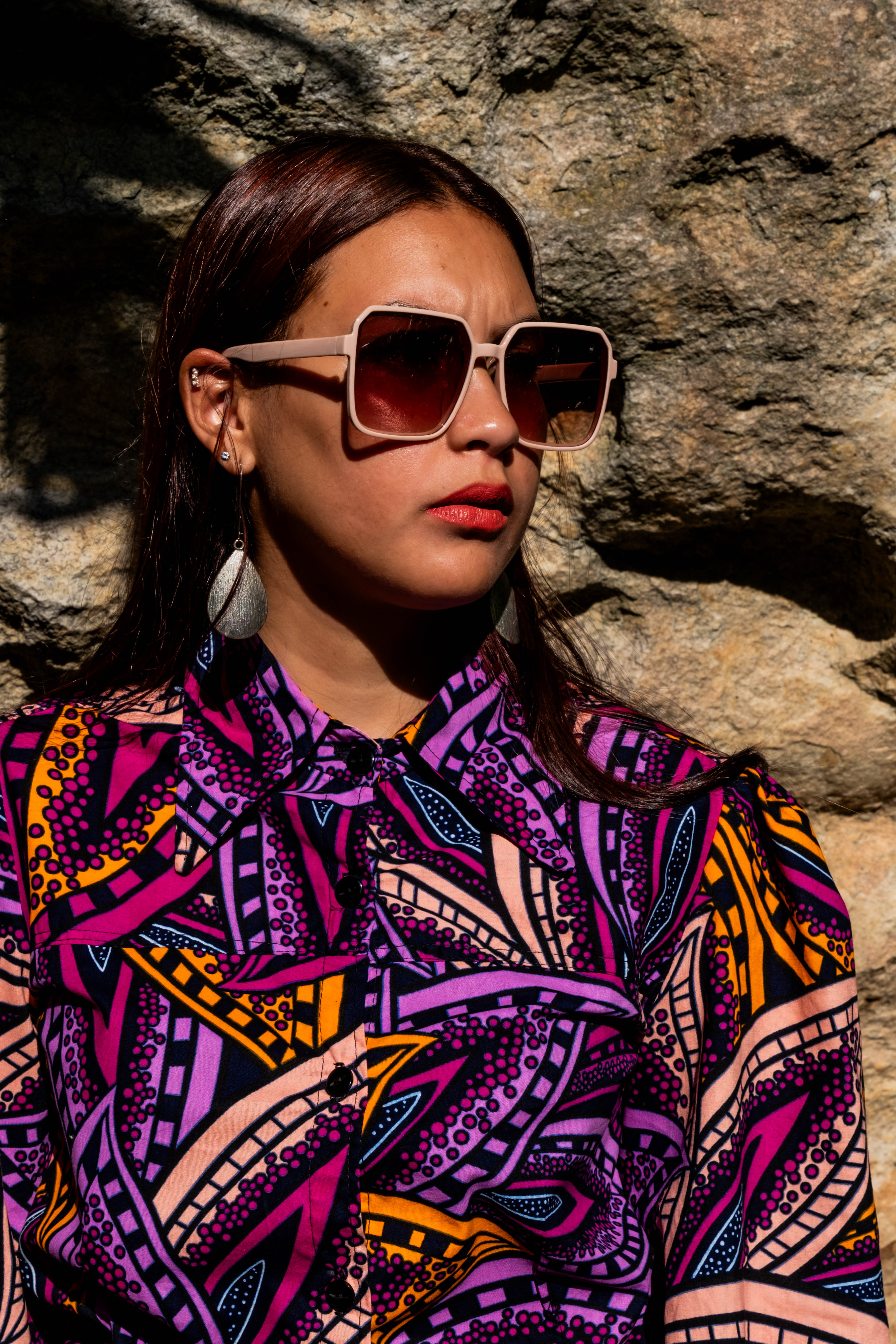 Vibrant Colours Boho Balloon Sleeve Shirt