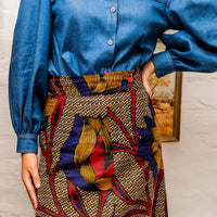 Denim Boho Balloon Sleeve Shirt