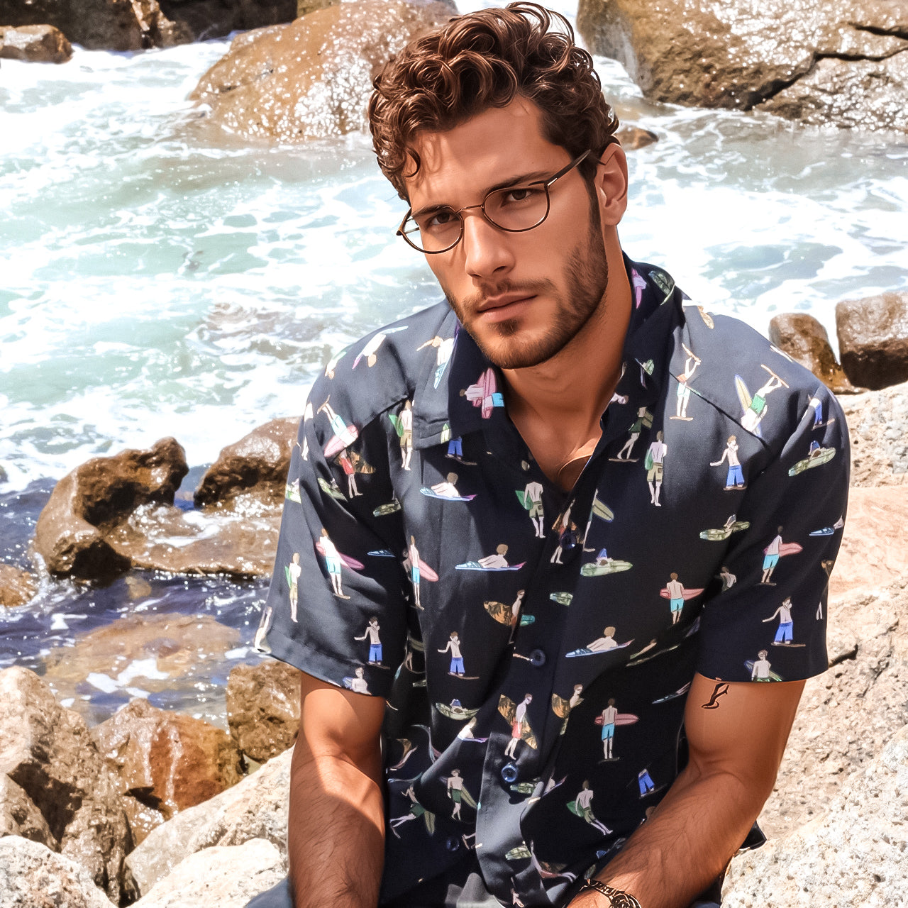 Mens Surfer Pattern Shirt