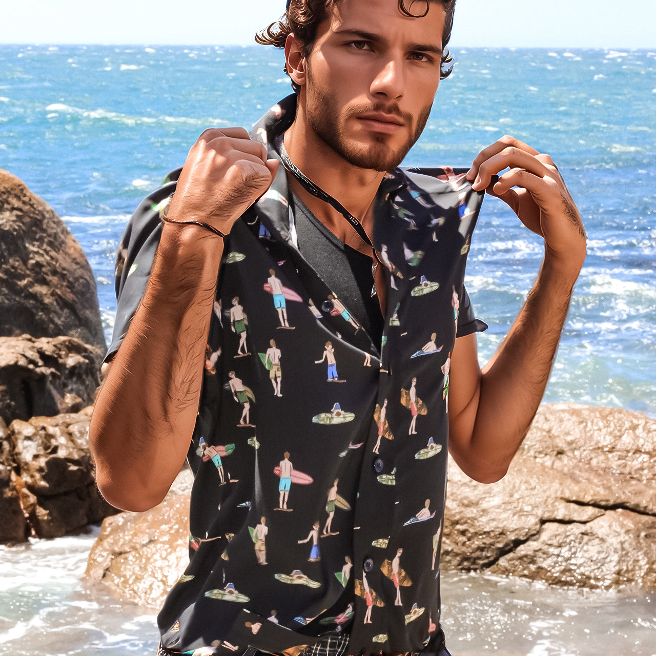 Mens Surfer Pattern Shirt
