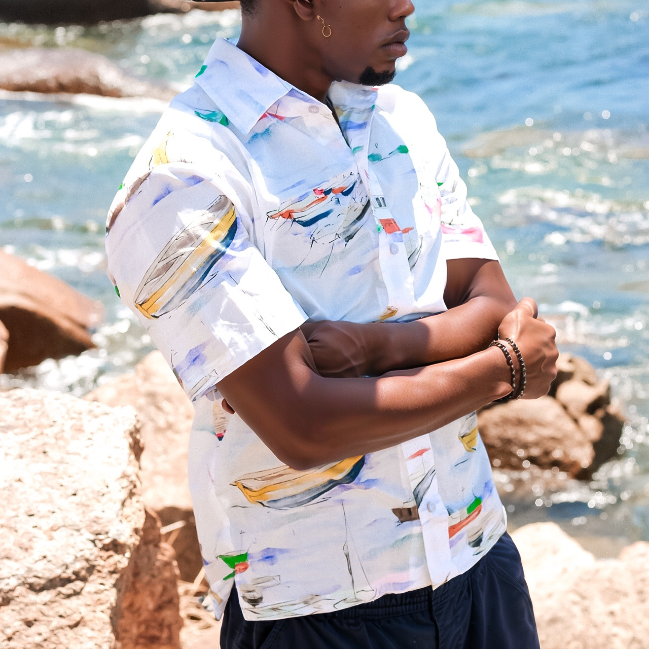 Mens Sail Boat Pattern shirt