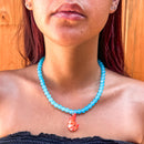 Glass Bead & Shrimp Necklace