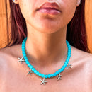 Blue glass beads and Starfish Necklace