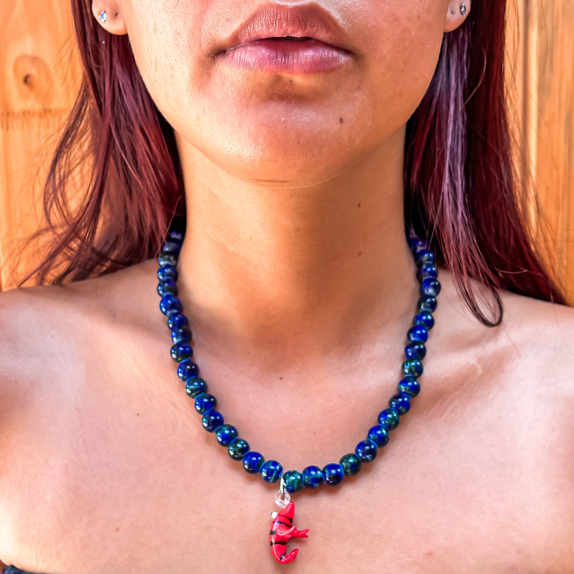 Glass Lobster Charm Necklace