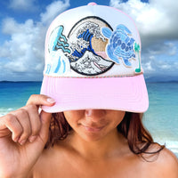 Pink Trucker Cap with Nautical applique