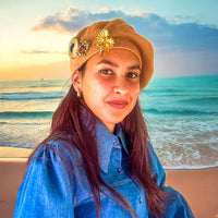 Vintage-Inspired Beige Pure Wool Beret