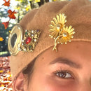 Vintage-Inspired Beige Pure Wool Beret