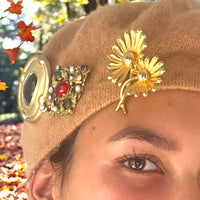 Vintage-Inspired Beige Pure Wool Beret