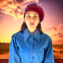 Vintage-Inspired Maroon Pure Wool Beret