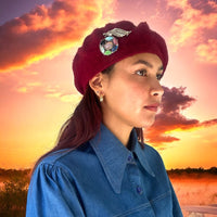 Vintage-Inspired Maroon Pure Wool Beret