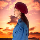 Vintage-Inspired Maroon Pure Wool Beret