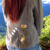 Boho Grey Blazer with Yellow Rose Applique