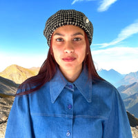 Black and White Vintage-Inspired Pure Wool Beret