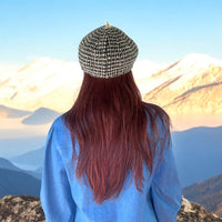 Black and White Vintage-Inspired Pure Wool Beret