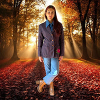 Boho Striped Vintage  Blazer with Floral Applique