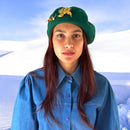 Vintage Inspired Green Pure Wool Beret