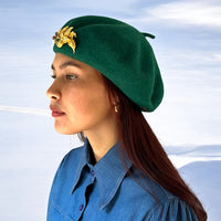 Vintage Inspired Green Pure Wool Beret