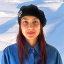 Vintage-Inspired Black Pure Wool Beret