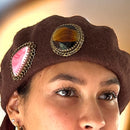 Vintage-Inspired Brown Pure Wool Beret