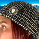 Black and White Vintage-Inspired Pure Wool Beret
