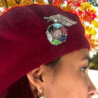 Vintage-Inspired Maroon Pure Wool Beret