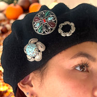 Vintage-Inspired Black Pure Wool Beret