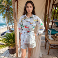 Sailboat Pattern Organic Cotton Shorts