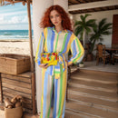 Blue, Green and Yellow Striped Pants