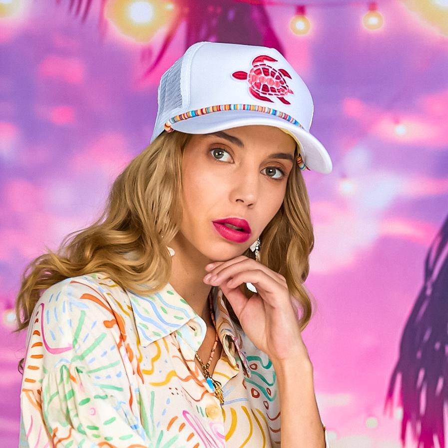 Pink Turtle Trucker Cap