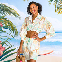 Crabs, Palm Trees, Sun Pattern Organic Cotton Shorts