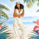 Crab, Palm Tree and Sun organic cotton crop top