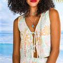 Crab, Palm Tree and Sun organic cotton crop top